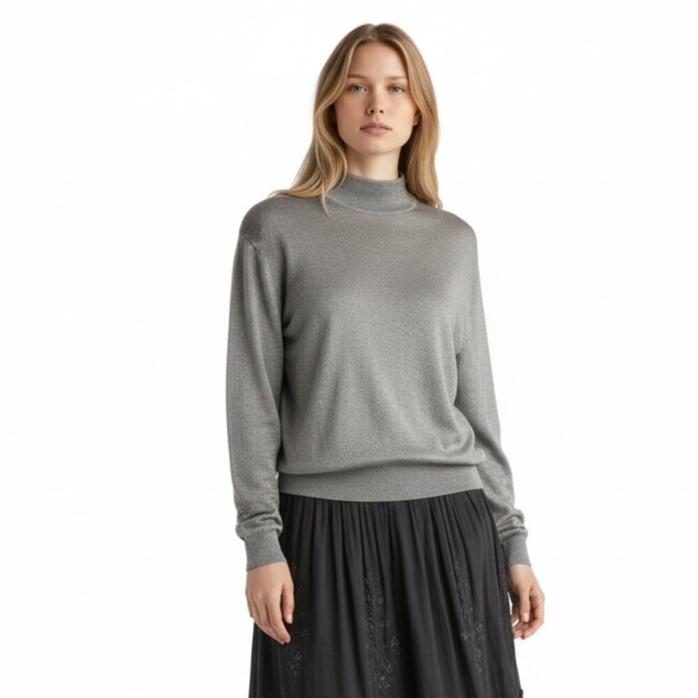 Pronto Uomo Silk Cotton Blend Mock Neck Grey  Sweater Size M